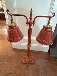 Vintage Red & Gold Tole Toleware Table Lamp