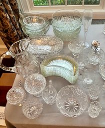 Large Lot Of Chunk Crystal Drink And Dishware