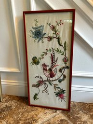 Vintage Framed Embroidery Cardinal Bird