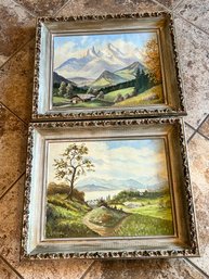 Oil Landscape Paintings Signed A. Eiberger? 1960s