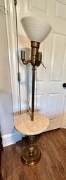 Mid Century Brass Floor Lamp With Marble Table