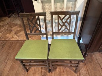 MCM Set Of 4 Vintage Lime Green Foldable Chairs - Excellent Condition