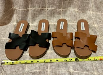 Two Pairs Steve Madden Women's Leather Upper Sandals Size 5.5 New & Like New