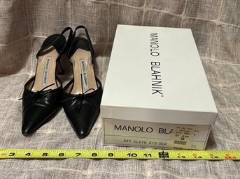 Manolo Blahnik Black Leather Slingback Pumps Used Size 5B