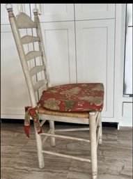 Set Of 6 Vintage Ladder Back Dining Kitchen Chairs With Rush Woven Seats