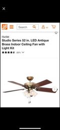 Pre-Owned Brass Indoor Ceiling Fan With Light Kit