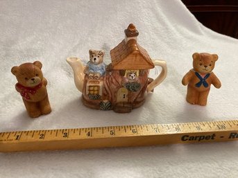Bear Figures And Small Teapot