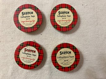 Metal Tins Of Vintage Scotch Tape Containers - 4 Total