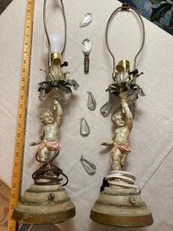 Cherub Painted Lamps (pair)