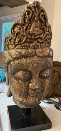 Wooden Antique Buddha Head - Very Large