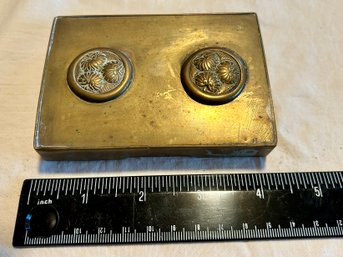 Vintage Floral Medallion Stamp Brass Box - Possibly Chinese Origin