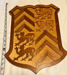 Coat Of Arms Wood Carved Plaque Wall Decor Shield