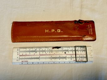 Dietzgen Slide Ruler Gauge Finder Machinist Engineering Tool Vintage Leather Case