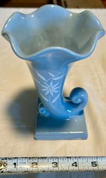 Vintage Abingdon Pottery Blue Floral Cornucopia Vase