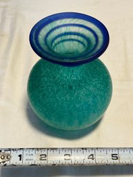 Badash Glass Vase Handblown Speckled Cobalt Blue Vase Beach House Decor