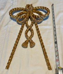 Gold Gilded Rope Tassel Large Bow For Wall Decor Vintage Givenchy Style Decor