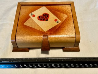 Art Deco Ace Of Hearts Double Deck Playing Card Handmade Wood Box