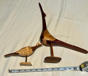 Vintage Mid Century Carved Wood Shorebirds Set Nautical Decor