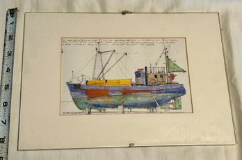 Trawler Fishing Boat Watercolor Painting