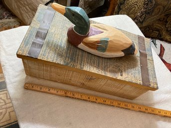 Duck Decoy On Wooden Storage Box