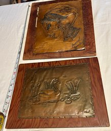 Vintage 1970s Hammered Copper Sheet Signed Art