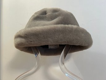 Vintage Grey Faux Mink Fur Made In Italy Grevie Firenze Bucket Hat