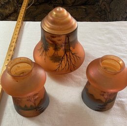 Vintage 3 Piece Orange Glass Light Covers