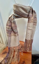 Artisan Hand Made Texture Woven Beige Natural Tones Boho Scarf