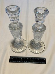 Candlesticks Heavy Lead Crystal, Rose Design