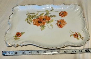 Porcelain Vanity Or Serving Tray Orange Poppy Flowers Limoges-Style