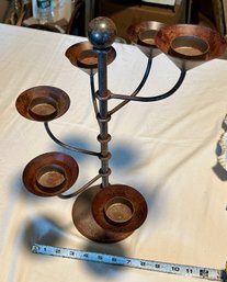 Vintage Industrial Distressed Metal Tabletop Vintage Candelabra Votive Candle Holder