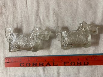 Pair Of Vintage Glass Scottie Dog Candy Holders