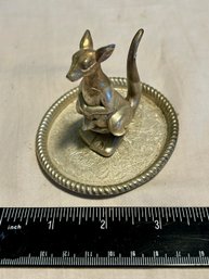 Vintage Hong Kong Silverplated Kangaroo Ring Holder Jewelry Dish