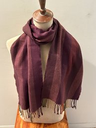 Scottish Cashmere Burgundy Striped Scarf