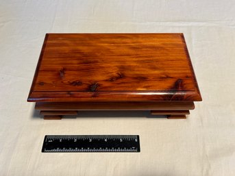 Vintage Polished Cedar Felt Lined Small Footed Storage Box