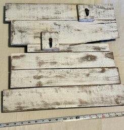 Rustic Farmhouse Decor White Distressed Shiplap Wall Panel With Hooks For Keys, Purse Etc