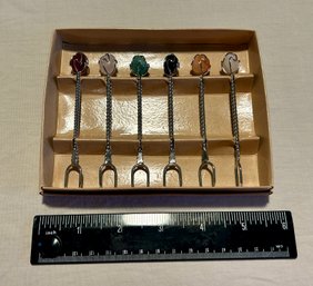 Gemstone Appetizer Folks Set Of 6 In Box