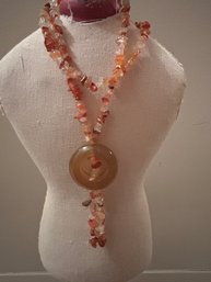 Agate Gemstone Bohemian Lariat Necklace