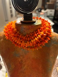 1960s Ombre Orange Faux Fire Opal Beads Tiered Long Necklace