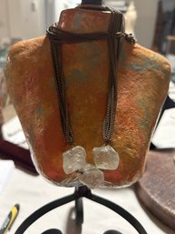 C1970s Unusual Artisan Free Form Quartz Stone Necklace