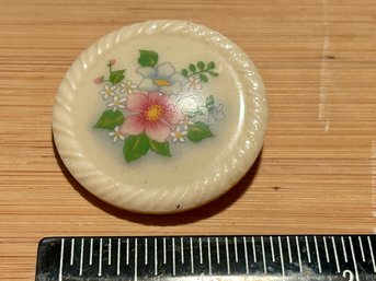 Vintage Porcelain Avon Floral Button Pin