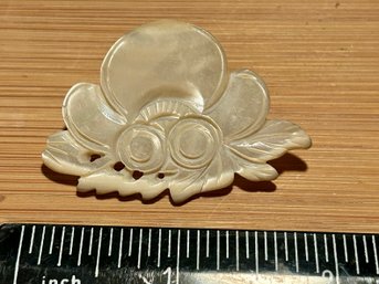 Asian Carved White Jade Vintage Pin