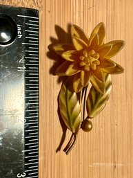 Vintage Enamel Lily Flower Pin Brooch