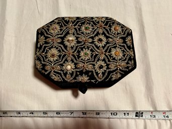 Vintage Black Velvet Zardozi Embroidery Jewelry Box