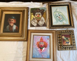 Lot Of 5 Clown Paintings