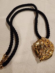 Rope Chain Lion Pendant Watch Necklace