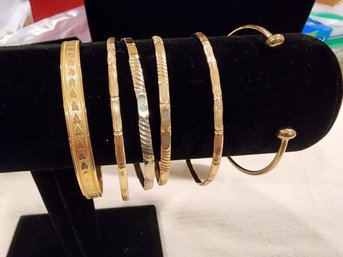 Lot Of Gold Tone Bangle Bracelets