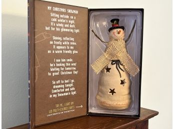 Christmas Snowman At Night Collectible Light Up Figurine