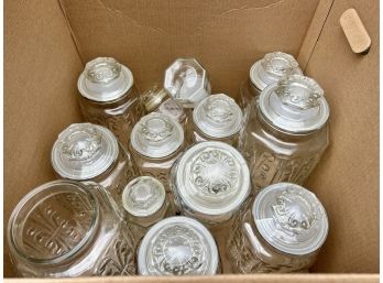 Large Lot Of Vintage Glass Storage Jars - Very Well Made