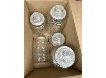 Small Lot Vintage Glass Storage Jars Containers